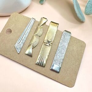 Vintage Mens gold & silver tie clip bars
